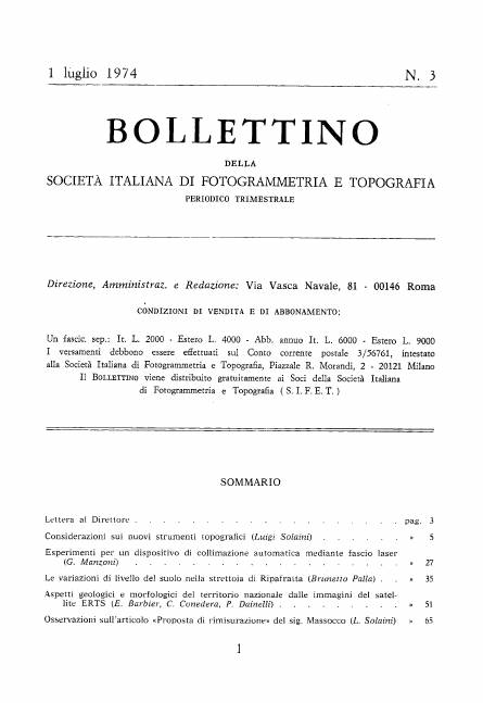 Copertina articolo #2 Bollettino SIFET ANNO: 1974 n.3